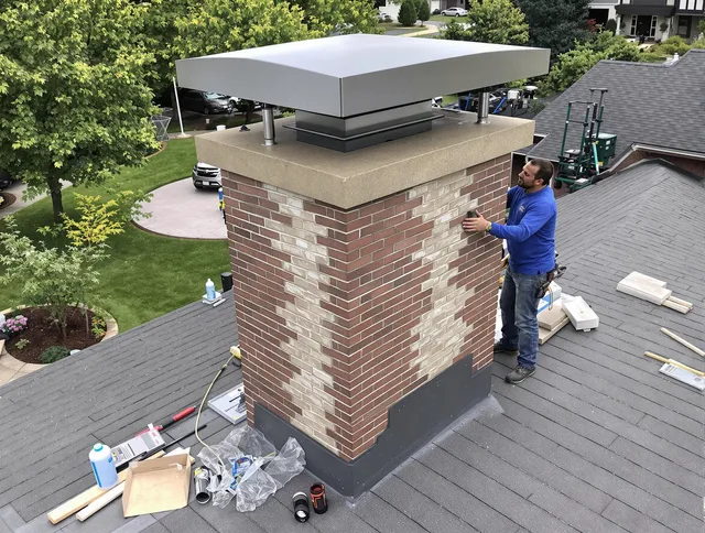 Bristol Chimney Sweep team working on a custom chimney remodel in Bristol, CT