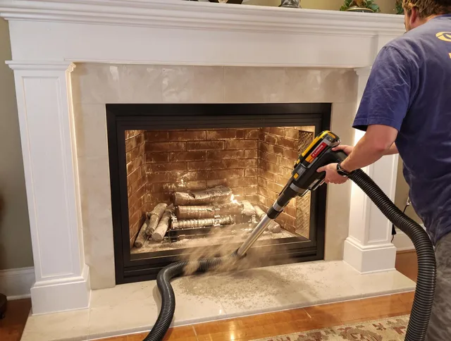Fireplace cleaning performed by Bristol Chimney Sweep in Bristol, CT